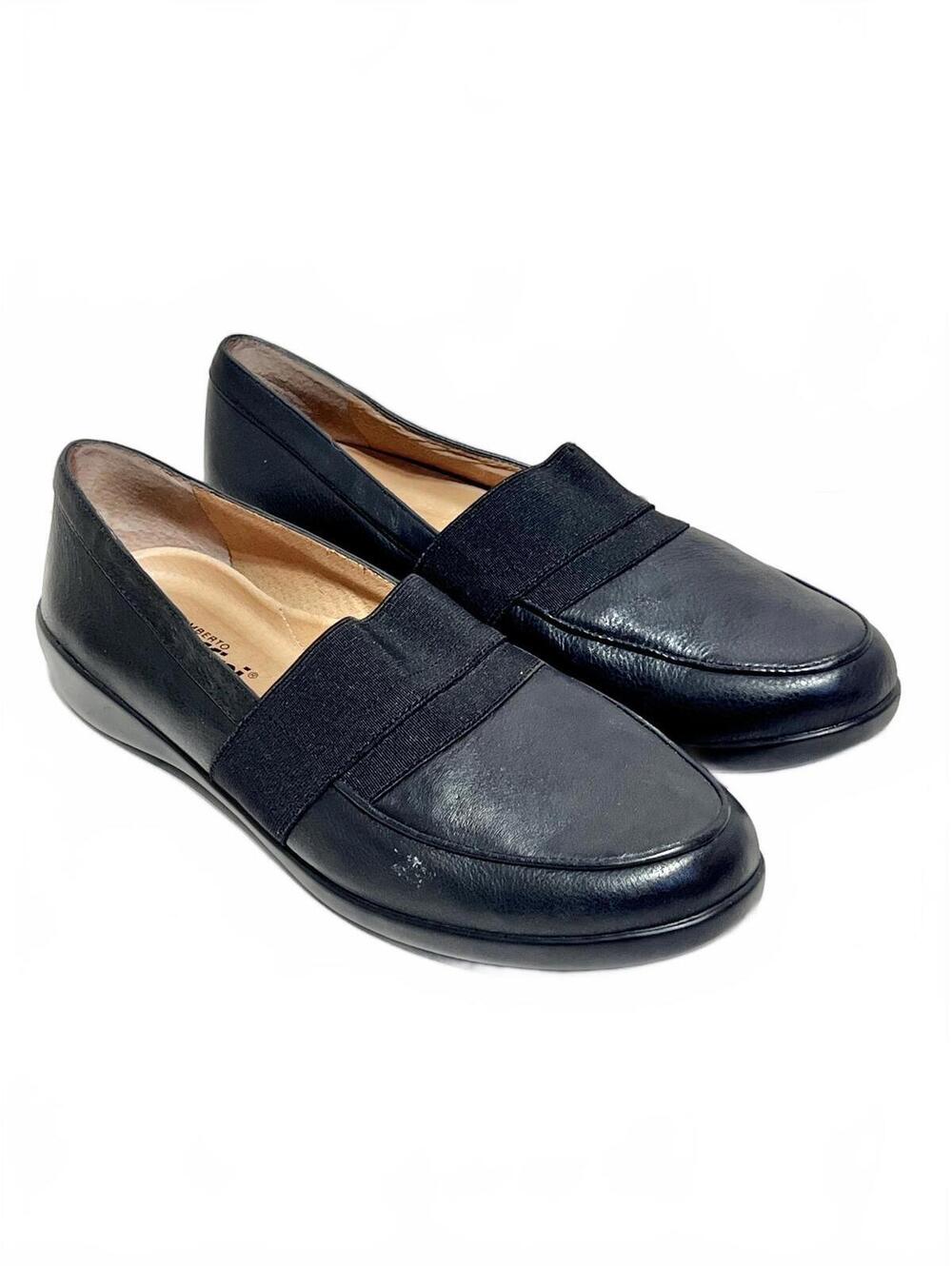 Umberto Raffini Women's Size 8.5 Black Leather Elastic Band Comfort Loafers